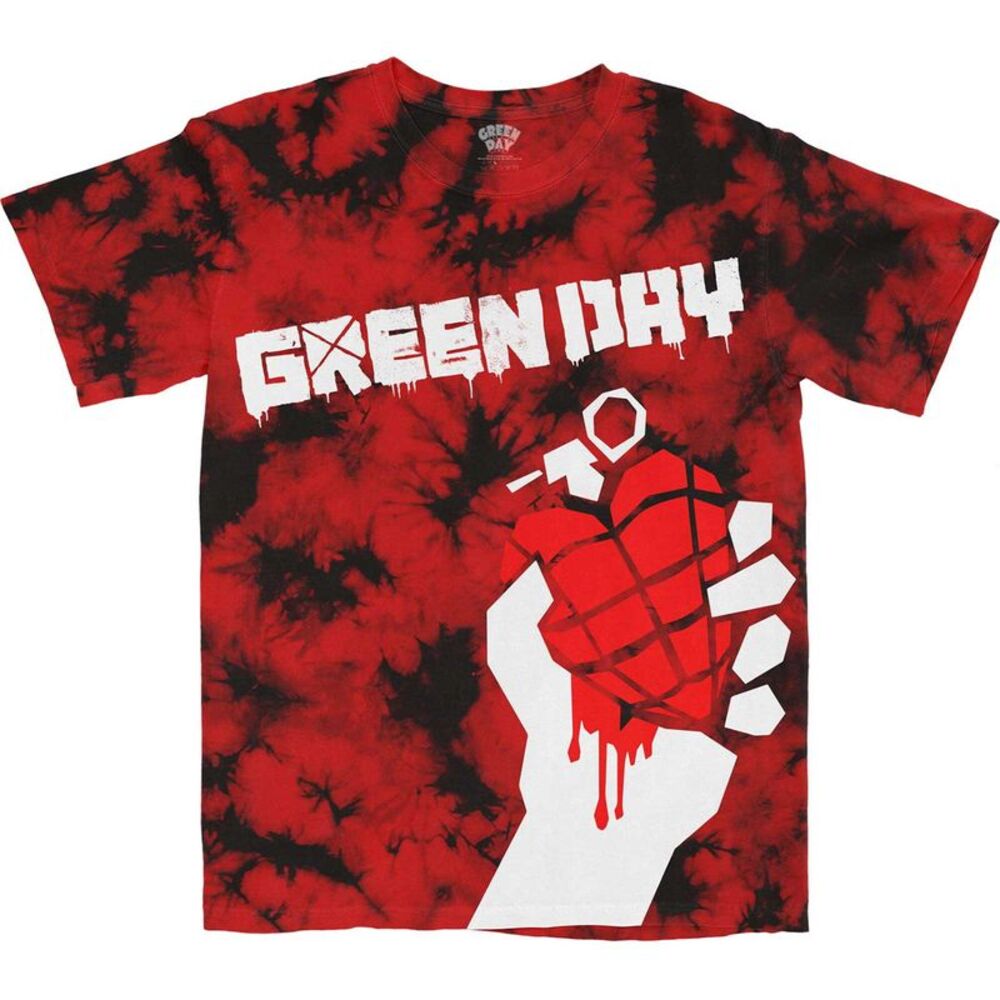 Green Day Unisex Adult American Idiot Dye Wash T-Shirt / Red